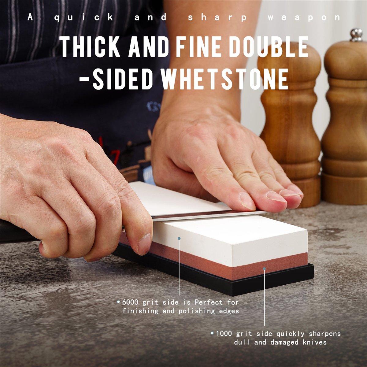 Knife Sharpening Stone Whetstone 1000 6000 - Sharpening Stone,Whetstone Grit 1000/6000,2 in 1