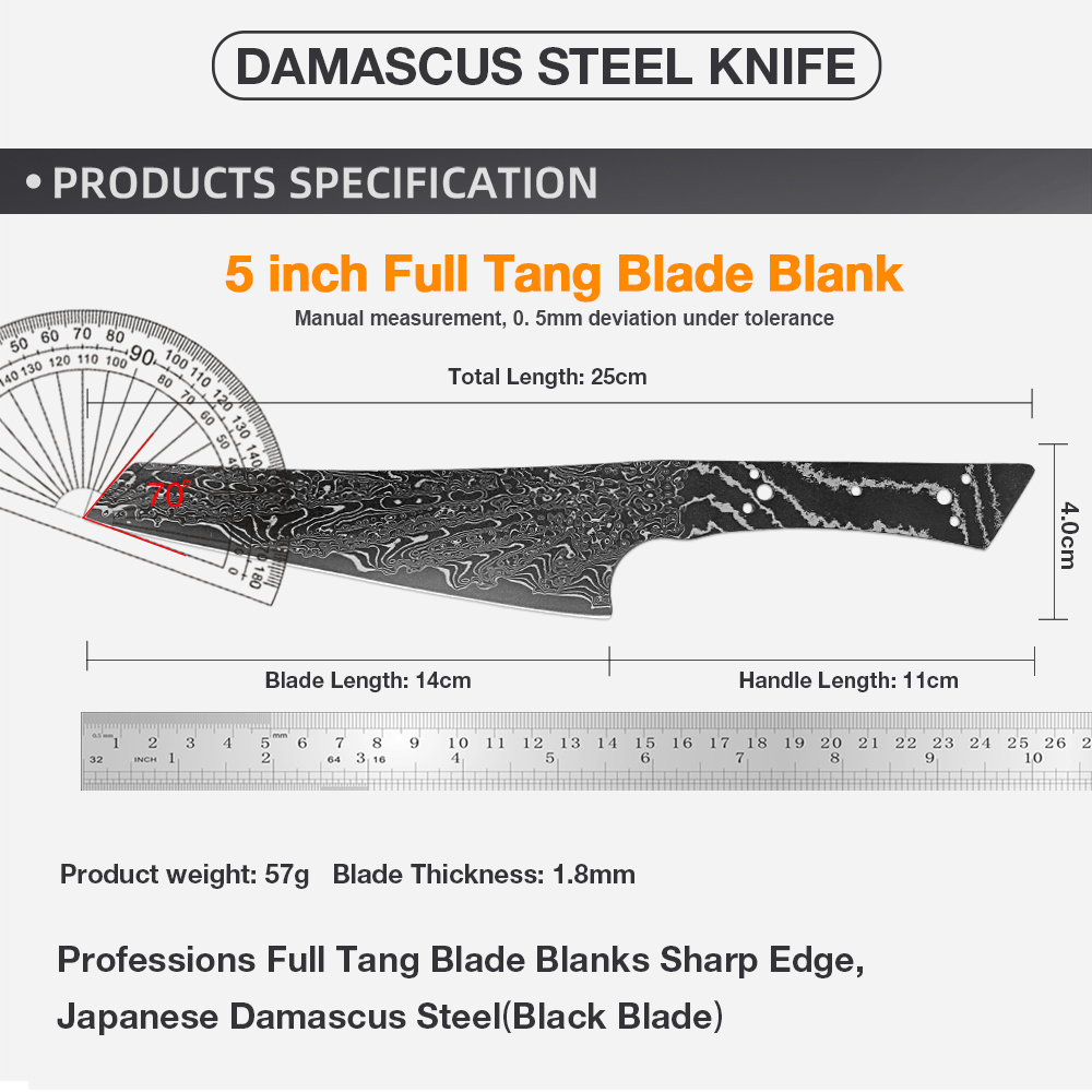 Japanese Black Blade Damascus  - огляд і ціна Knife Blade Blank Damascus Steel Forged