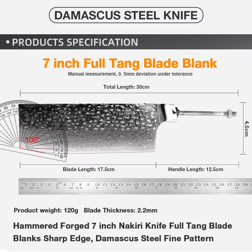 Hand Forged Hammered Damascus  - огляд і ціна Knife Blade Blank Damascus Steel Forged
