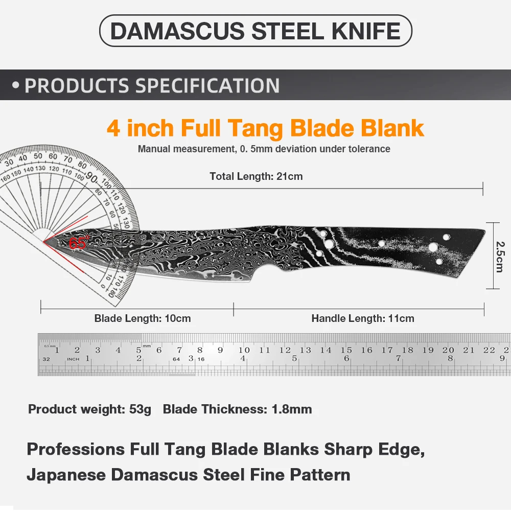 XITUO 4-inch Black Blade Damas - огляд і ціна Knife Blade Blank Damascus Steel Forged
