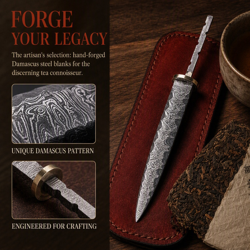 1pc Damascus Steel Tea Knife B - огляд і ціна Knife Blade Blank Damascus Steel Forged