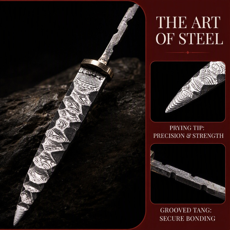 1pc Damascus Steel Tea Knife B - огляд і ціна Knife Blade Blank Damascus Steel Forged